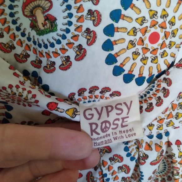 Darling Gypsy Rose mushroom overalls - Picture 3 of 4